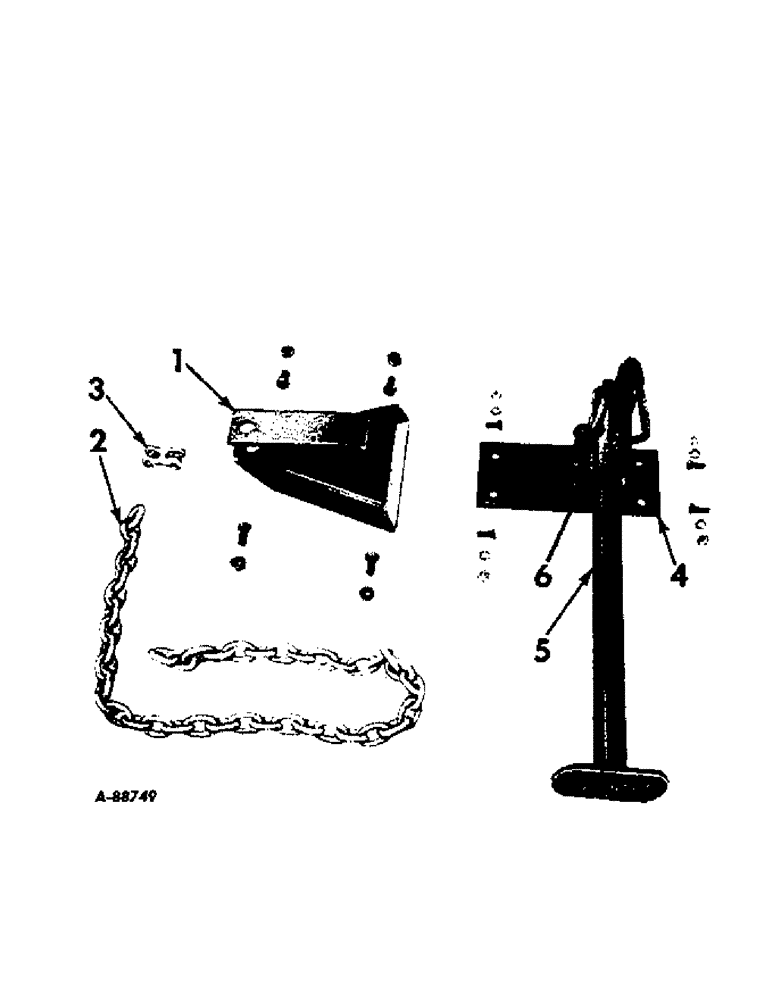 Схема запчастей Case IH VARIOUS - (B-168[1]) - SAFETY CHAIN, JACK STAND ATTACHMENT AND MAIN FRAME CLEVIS HITCH 