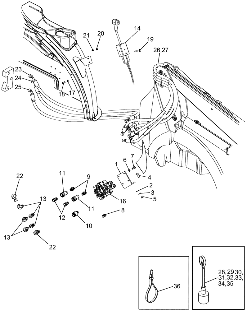 Схема запчастей Case IH LX232 - (08-10) - HYDRAULICS - JX TRACTOR - MID MOUNT (2 FUNCTION STANDARD QUICK CONNECT) (08) - HYDRAULICS