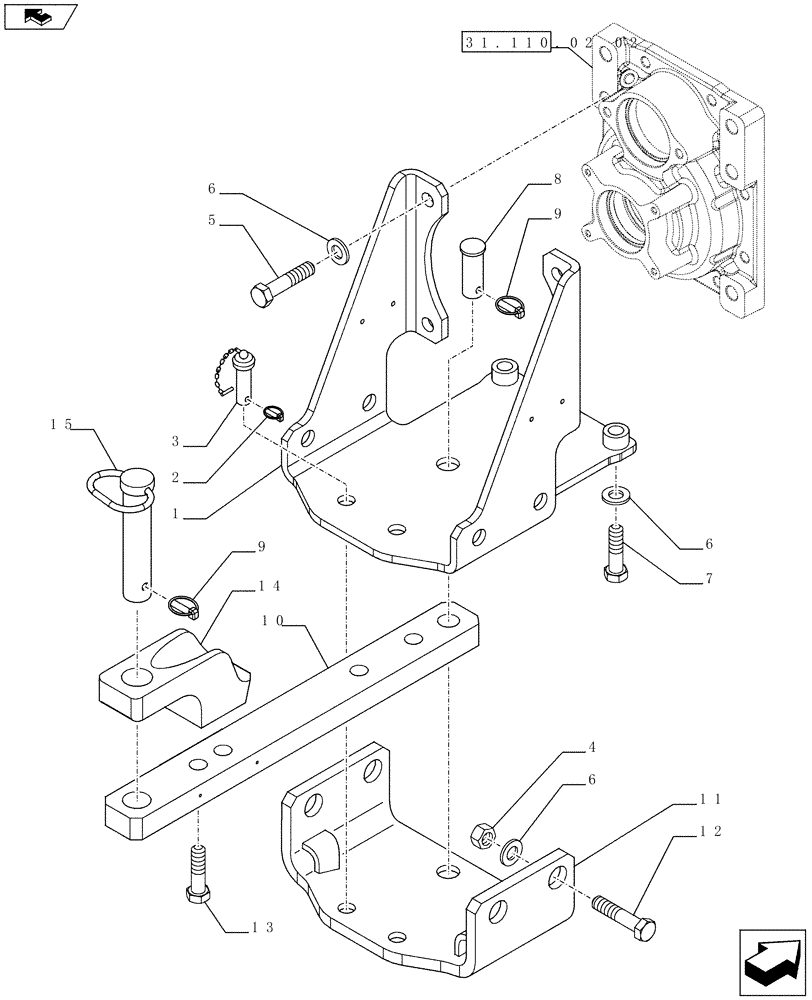 Схема запчастей Case IH FARMALL 75C - (37.100.0101) - HEAVY DUTY SWINGING DRAWBAR WITH CLEVIS - ISO (VAR.330896) (37) - HITCHES, DRAWBARS & IMPLEMENT COUPLINGS