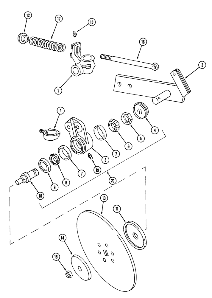 Схема запчастей Case IH 700 - (9-14) - ROLLING COLTER, CUSHION SPRING TYPE - HIGH LIFT (09) - CHASSIS/ATTACHMENTS