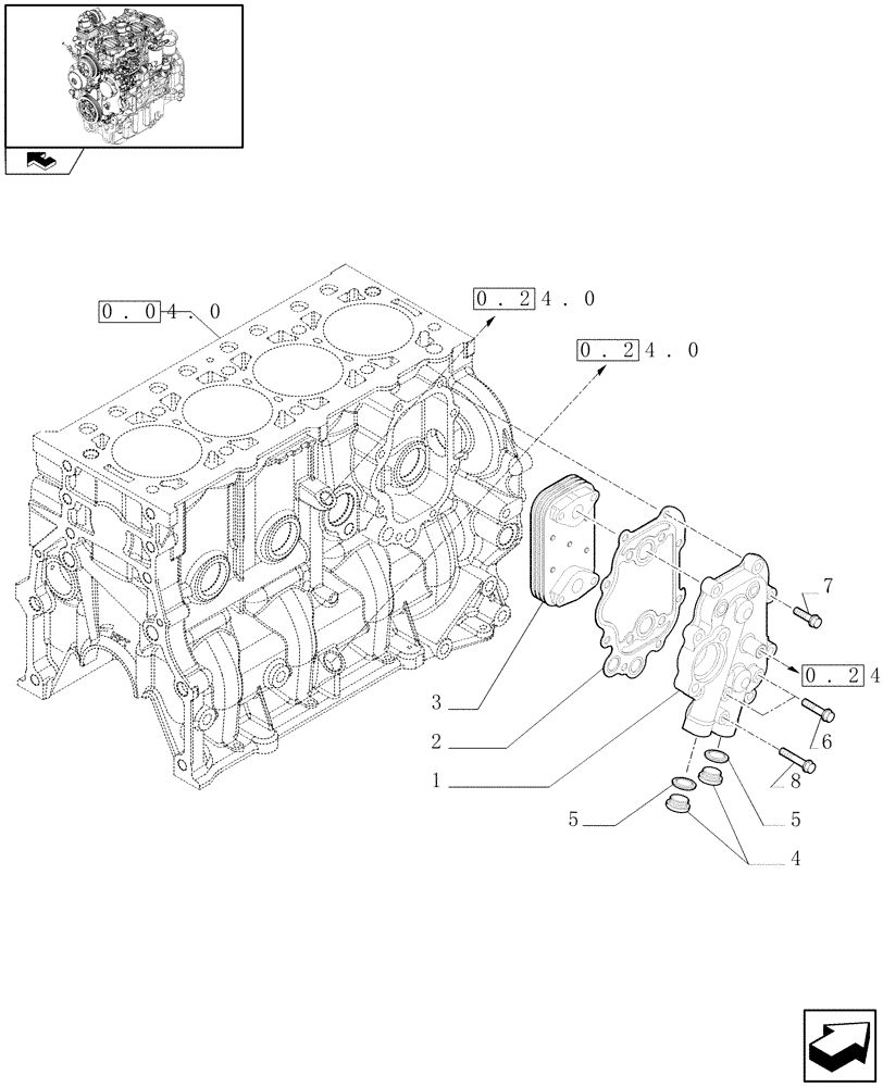 Схема запчастей Case IH FARMALL 75N - (0.31.0) - HEAT EXCHANGER (01) - ENGINE