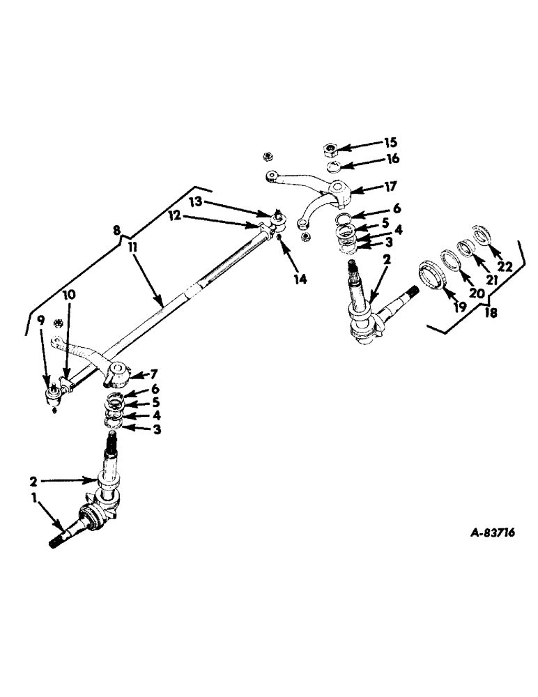 Схема запчастей Case IH B414 - (102) - STEERING MECHANISM, STEERING KNUCKLES AND TIE ROD, FOR TRACTORS W/POWER STEERING Steering Mechanism