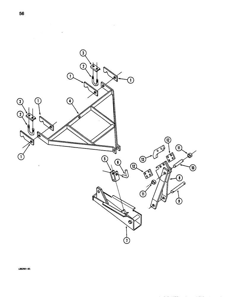 Схема запчастей Case IH 5100 - (056) - TWO DRILL HITCH, HYDRAULIC LIFT YOKE 