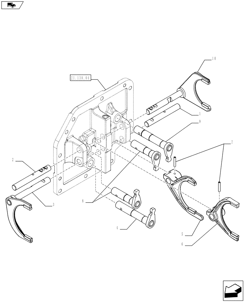 Схема запчастей Case IH FARMALL 75C - (21.130.0503) - TRANSMISSION 12X12 - INNER CONTROLS - ROD AND FORK - NAR - L/CAB (VAR.330272 / 743546; VAR.330276) (21) - TRANSMISSION