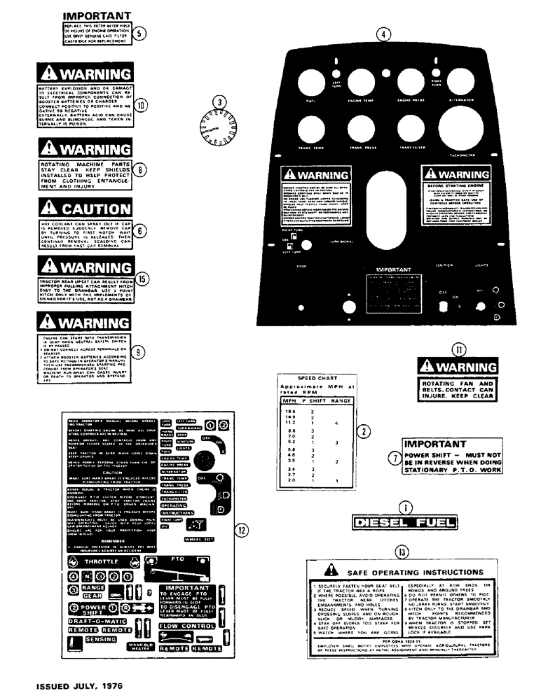 Схема запчастей Case IH 1570 - (273E) - DECALS, BICENTENNIAL, BASIC SAFETY (09) - CHASSIS/ATTACHMENTS