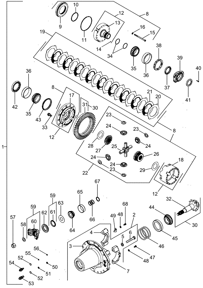 Схема запчастей Case IH MAGNUM 245 - (05-29) - CARRIER AND DIFFERENTIAL - MFD, 10 BOLT HUB, WITH DIFFERENTIAL LOCK (05) - STEERING