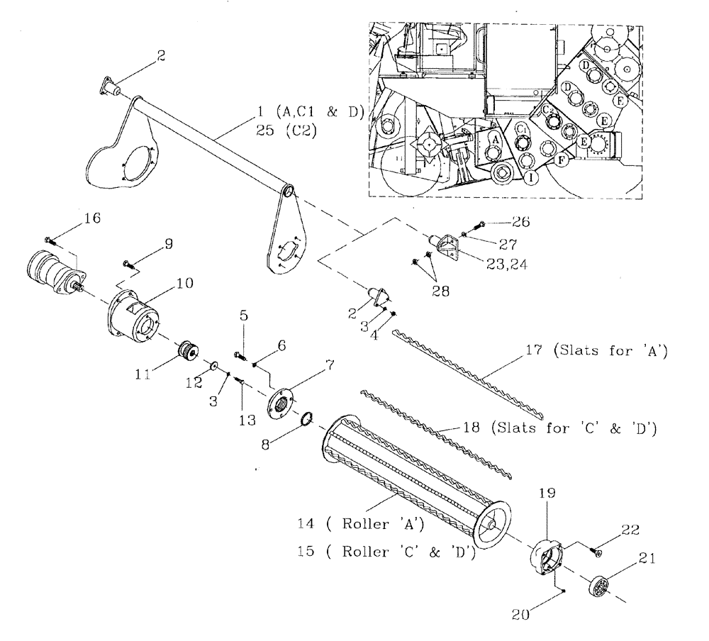 Схема запчастей Case IH 7700 - (A05[04]) - TOP ROLLERS {A, C AND D} Mainframe & Functioning Components