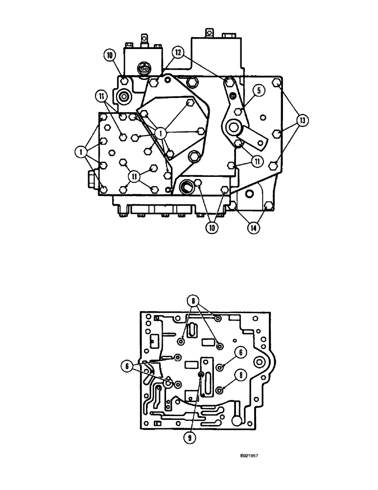 Схема запчастей Case IH 8950 - (6-038) - TRANSMISSION CONTROL VALVE ASSEMBLY, VALVE BOLTS AND PATTERN (06) - POWER TRAIN