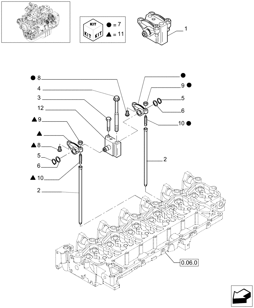 Схема запчастей Case IH F4GE9684B J601 - (0.06.6[01]) - ROCKER SHAFT (504090396) 