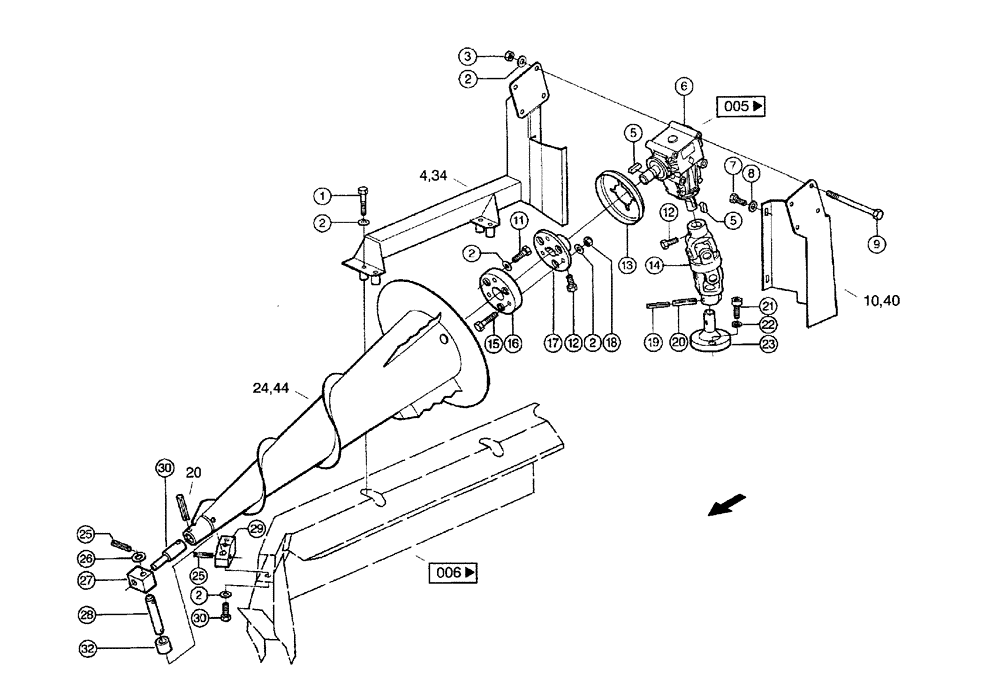 Схема запчастей Case IH 684 - (0004[1]) - LAID MAIZE AUGER (MG6M) (58) - ATTACHMENTS/HEADERS