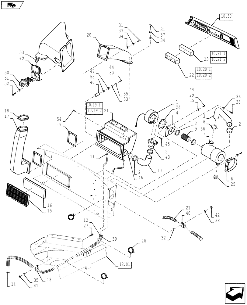 Схема запчастей Case IH WD1903 - (10.18) - AIR CONDITIONER/HEATER & PLUMBING (10) - CAB