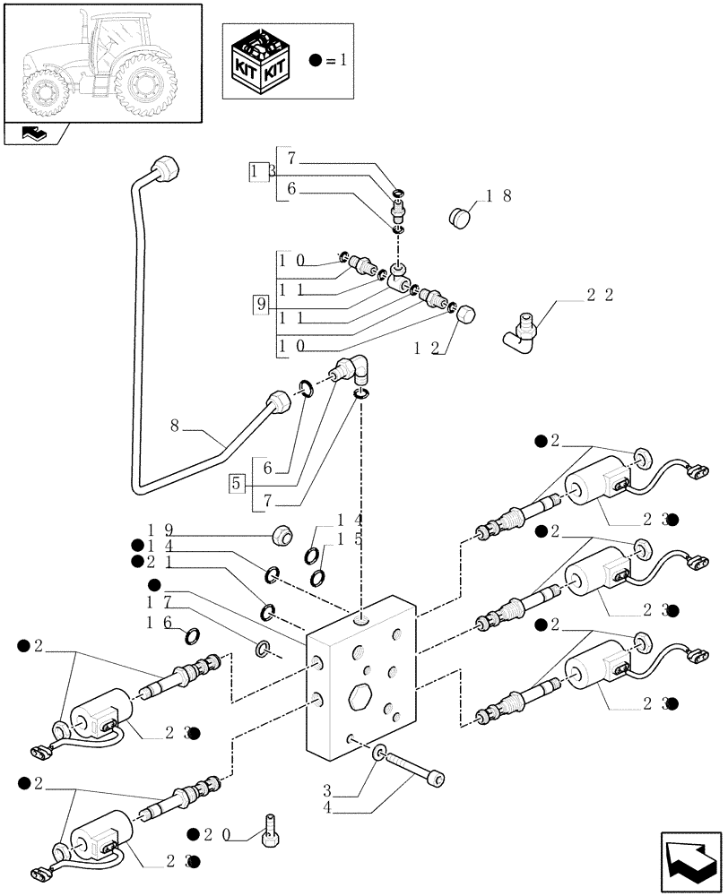 Схема запчастей Case IH PUMA 165 - (1.82.7/09[01]) - (VAR.484) RIGHT LIFT ROD AND TOP LINK HYDRAULIC ADJUST W/ELECTRONIC CONTROL - AUXILIARY DISTRIBUTOR (07) - HYDRAULIC SYSTEM