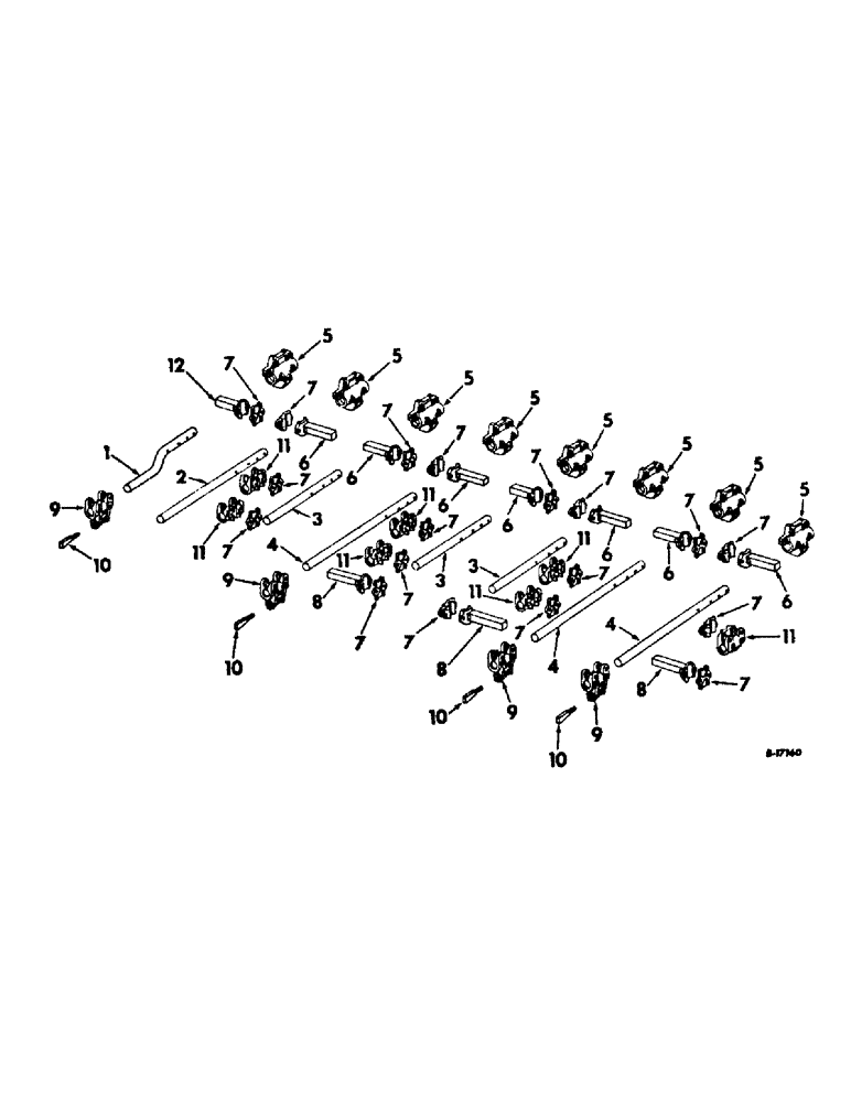 Схема запчастей Case IH 85 - (AN-18) - ROUND BARS, EXTENSIONS & CLAMPS, 28 & 38 EQUIPMENT, FOR SIX AND EIGHT-ROW WIDE 