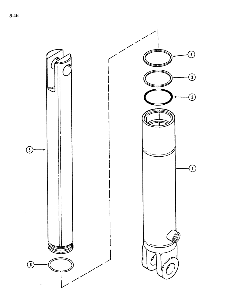 Схема запчастей Case IH 7200 - (8-46) - HYDRAULIC CYLINDER - WITH SINGLE PORT, 2 ROD DIAMETER X 8 INCH STROKE - IH (08) - HYDRAULICS