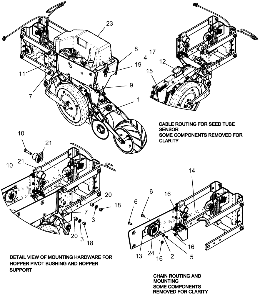 Схема запчастей Case IH 1240 - (75.200.08) - ROW UNIT FRAME WITH MINI HOPPER (75) - SOIL PREPARATION