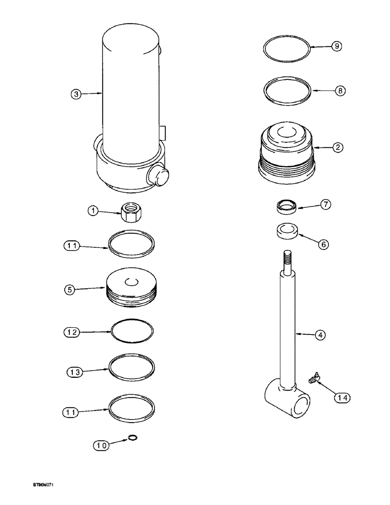 Схема запчастей Case IH 955 - (8-110) - HYDRAULIC CYLINDER - 233761A2, 4-1/4 ID X 7-1/4 INCH STROKE (GLAND TYPE) DRIVE & CARRYING WHEEL (08) - HYDRAULICS