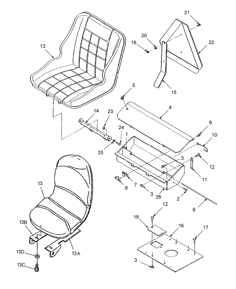 Схема запчастей Case IH DX23 - (10.01) - SEAT, ARMREST KIT - 718852026 & TOOL BOX (10) - OPERATORS PLATFORM/CAB