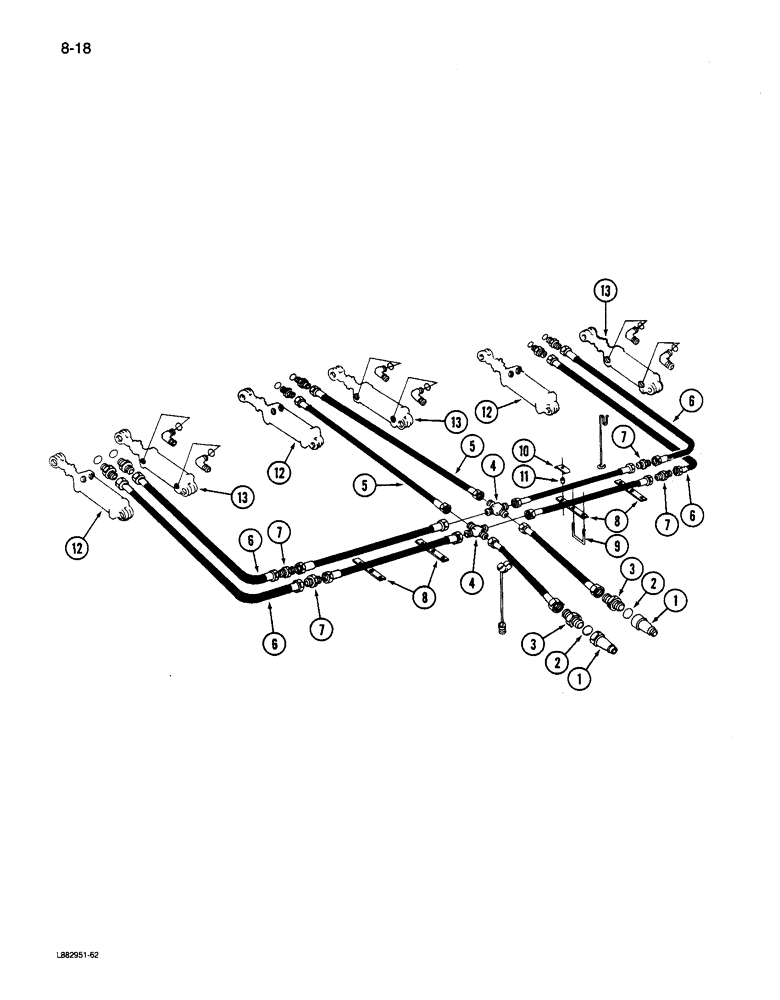 Схема запчастей Case IH 6200 - (8-18) - HYDRAULIC LIFT SYSTEM THREE DRILL (08) - HYDRAULICS