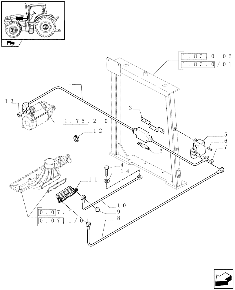 Схема запчастей Case IH MAXXUM 115 - (1.75.0/04) - GRID HEATER (VAR.330204) (06) - ELECTRICAL SYSTEMS