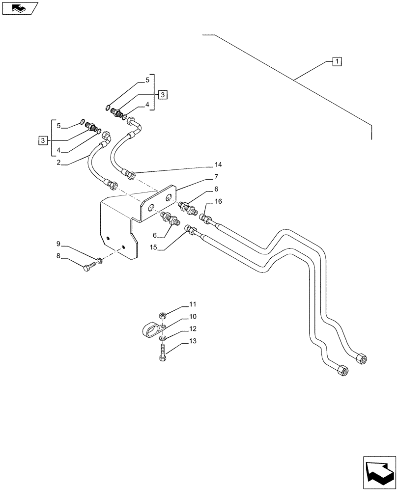 Схема запчастей Case IH PUMA 185 - (88.035.07[05]) - DIA KIT - FRONT HPL FOR ELECTRONIC/MECHANICAL REMOTES LESS PTO, LESS AUX. COUPLERS - PIPES AND BRACKETS (88) - ACCESSORIES