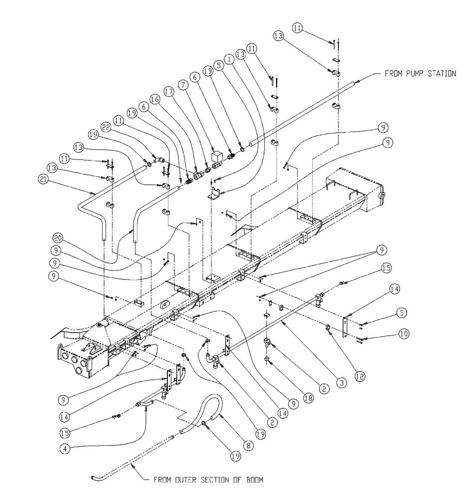 Схема запчастей Case IH 438 - (18-003) - WET BOOM, 2.5, RH, INNER Wet Kit