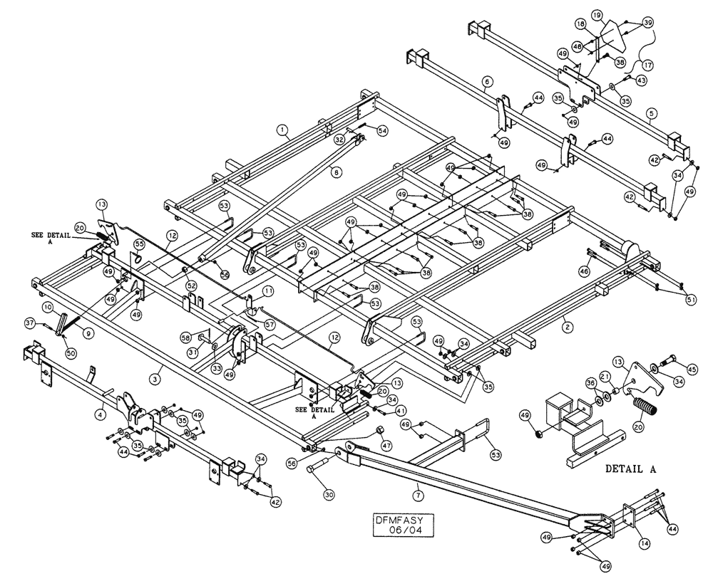 Схема запчастей Case IH 200 - (39.100.03) - DOUBLE FOLD MAIN FRAME AND TRUSSES 38-1/2 THROUGH 50-1/2 (39) - FRAMES AND BALLASTING