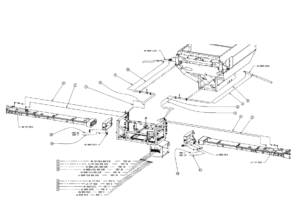 Схема запчастей Case IH 438 - (01-017) - BOOMS HOSE GROUP Basic Unit