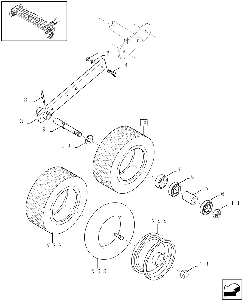 Схема запчастей Case IH RBX341 - (13.06[01]) - PICK-UP WHEELS (13) - FEEDER