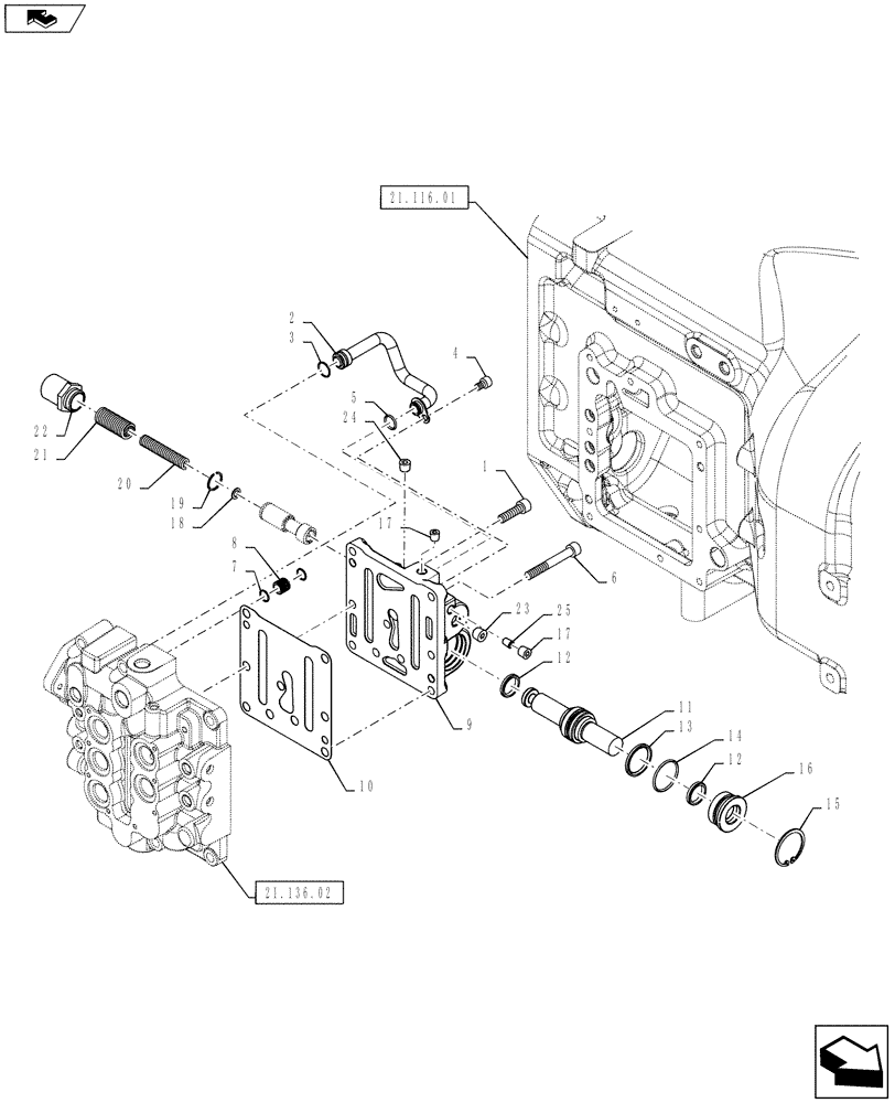 Схема запчастей Case IH PUMA 145 - (21.136.03) - HYDRAULIC MANIFOLD - TRANSMISSION CONTROL (21) - TRANSMISSION