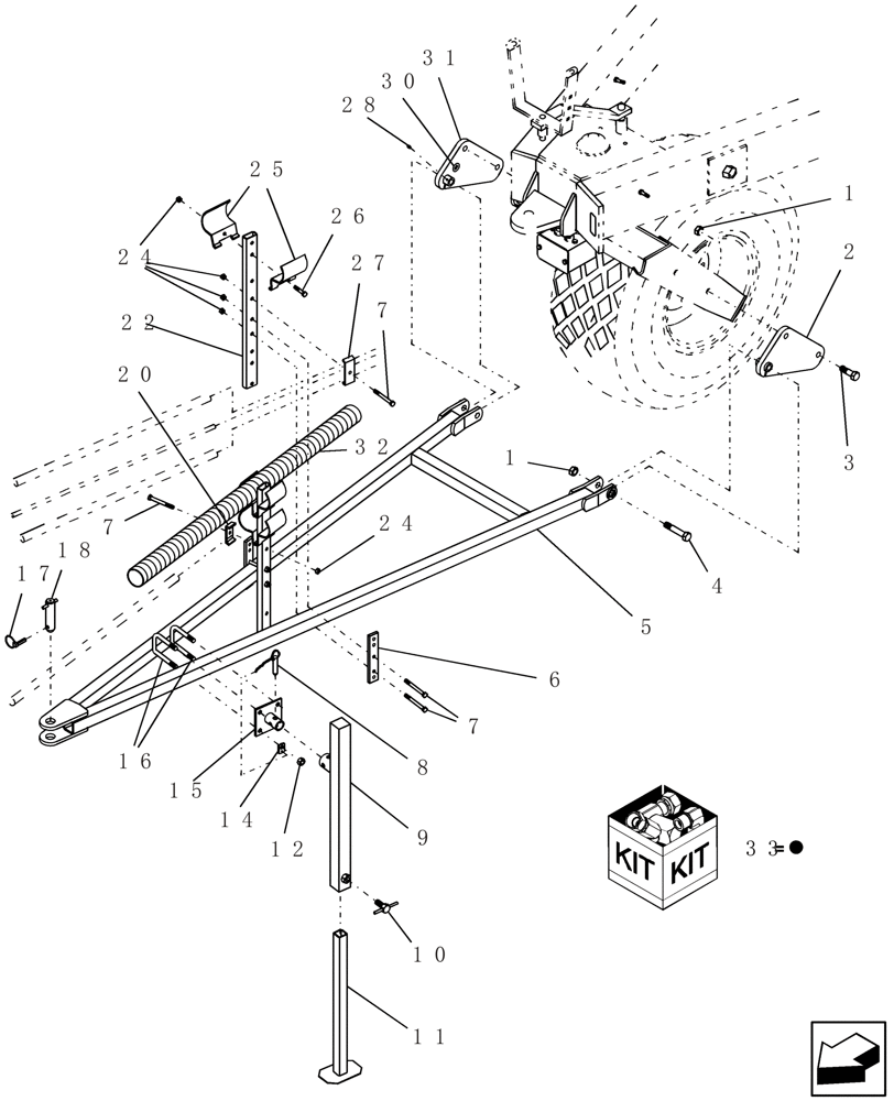 Схема запчастей Case IH ADX3430 - (F.10.D[17]) - TOW BEHIND CASTER PULL FIELD HITCH F - Frame Positioning