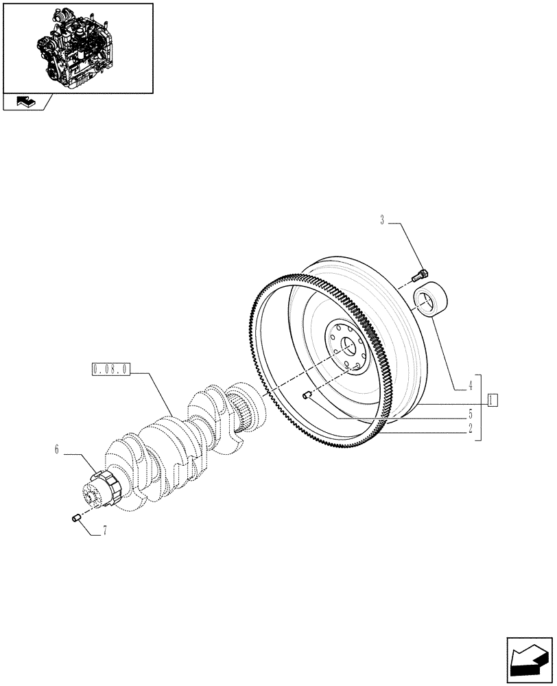 Схема запчастей Case IH FARMALL 95C - (0.08.3) - FLYWHEEL (01) - ENGINE