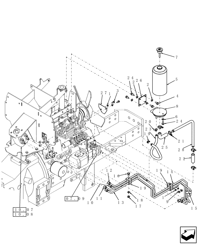 Схема запчастей Case IH DX35 - (04.07) - POWER STEERING (04) - FRONT AXLE & STEERING