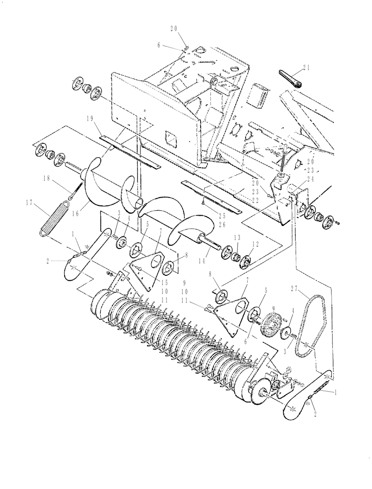 Схема запчастей Case IH 8520 - (2-24) - PICKUP DRIVE & SUSPENSION ASSEMBLY, (8520 ONLY) Driveline