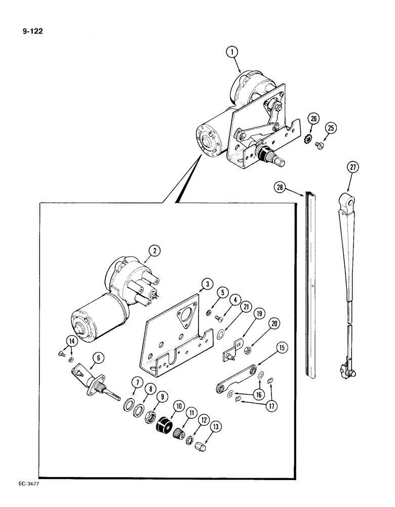 Схема запчастей Case IH 1896 - (9-122) - WINDSHIELD WIPER, AMERICAN BOSCH (09) - CHASSIS/ATTACHMENTS