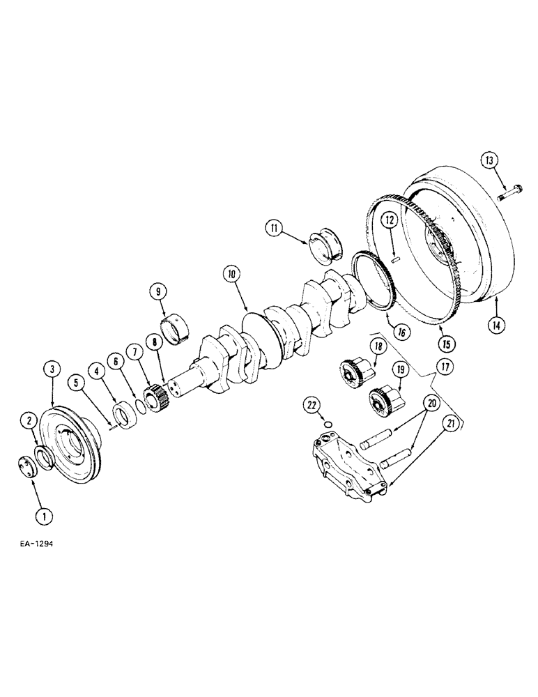 Схема запчастей Case IH 248 - (2-084) - CRANKSHAFT, FLYWHEEL AND BEARINGS, 258, 585 (02) - ENGINE