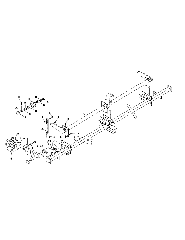 Схема запчастей Case IH 1200W-SERIES - (012) - RAISING SHAFT AND AXLES, RAISING SHAFT, OLD STYLE 