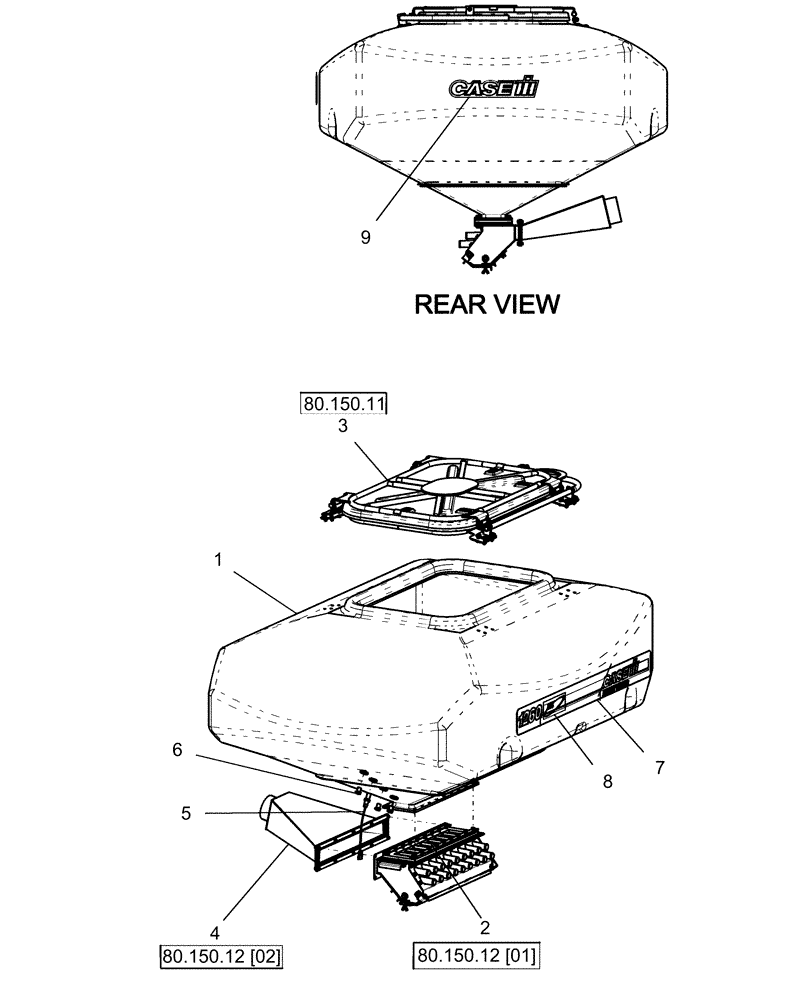 Схема запчастей Case IH 1260 - (80.150.05) - BULK FILL - TANK ASSEMBLY 60BU (80) - CROP STORAGE/UNLOADING