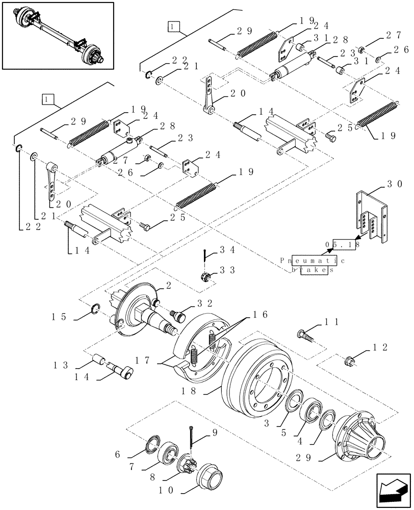 Схема запчастей Case IH LBX331P - (05.08[01]) - TANDEM AXLE WITH BRAKES (05) - AXLE