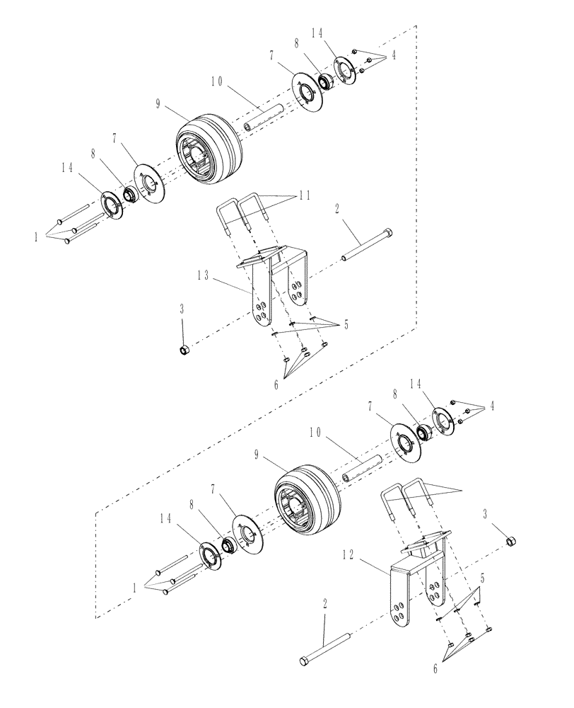 Схема запчастей Case IH DHX181 - (1.10[2]) - GAUGE WHEEL AND MOUNT, FROM PIN K01 2005 (11) - WHEELS