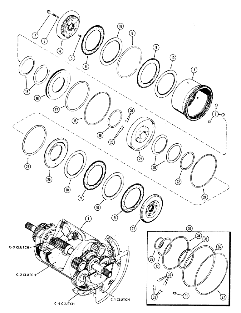 Схема запчастей Case IH 870 - (146) - C-2 AND C-3 CLUTCH PACK, POWER SHIFT (06) - POWER TRAIN