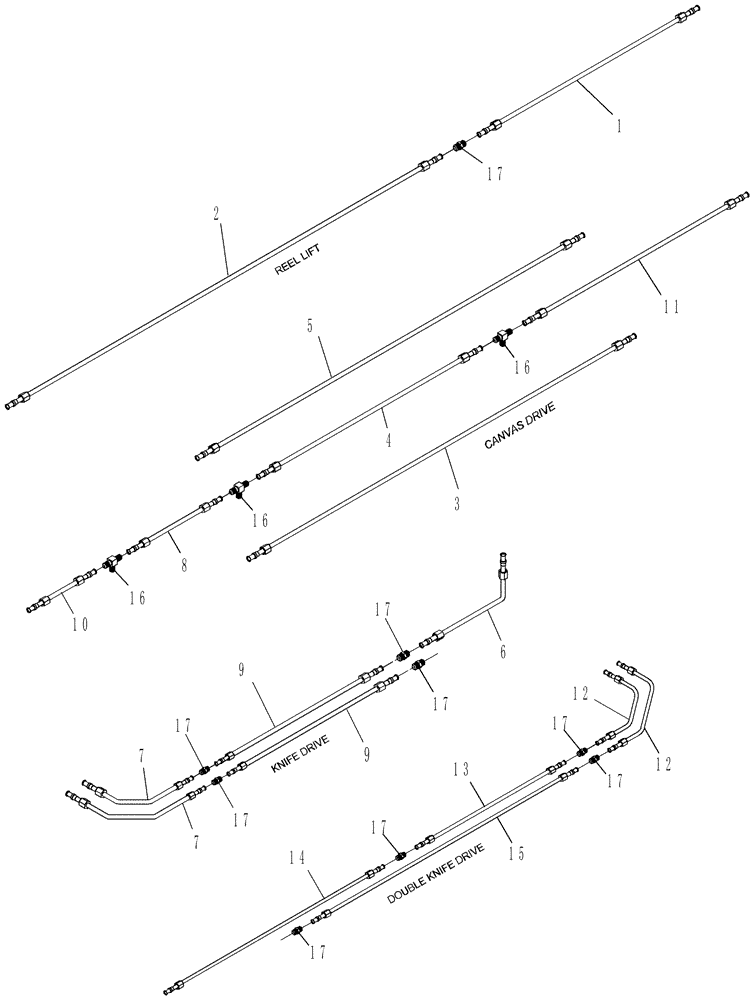 Схема запчастей Case IH DH302 - (20.07.08) - STEEL LINES, DOUBLE SWATH, PRIOR PIN Y9ZB00735 (07) - HYDRAULICS