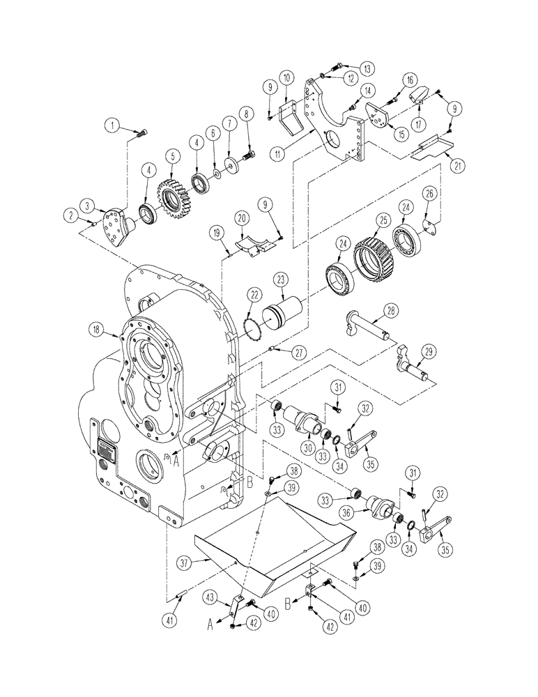 Схема запчастей Case IH STX425 - (06-24) - MANUAL SHIFT TRANSMISSION - REAR HOUSING (06) - POWER TRAIN