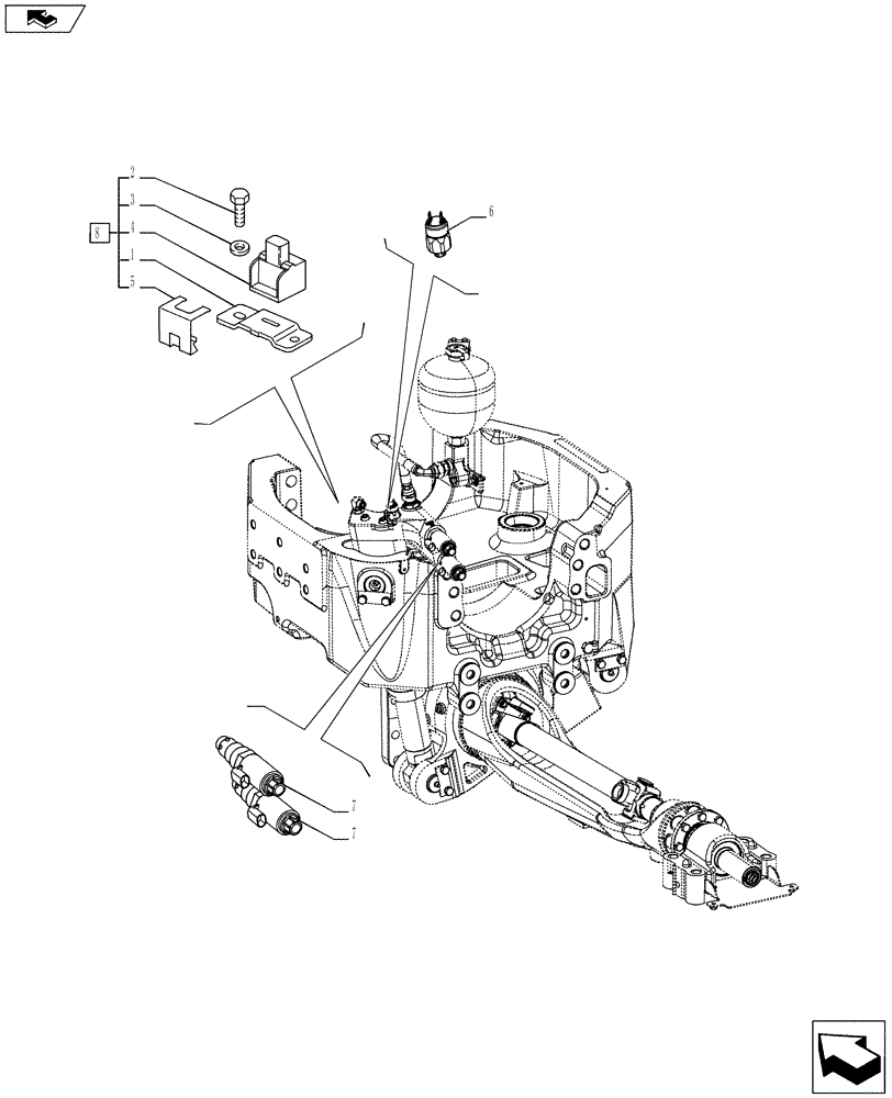 Схема запчастей Case IH PUMA 170 - (55.418.07[01 ]) - CLASS 4 4WD AXLE WITH ACTIVE SUSPENSION SKY HOOK - SOLENOID VALVES AND SENSORS - C7090 (VAR.720463-728212) (55) - ELECTRICAL SYSTEMS