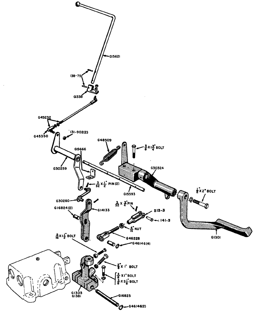 Схема запчастей Case IH 630 - (067) - CASE-O-MATIC CONTROL VALVE LINKAGE (06) - POWER TRAIN