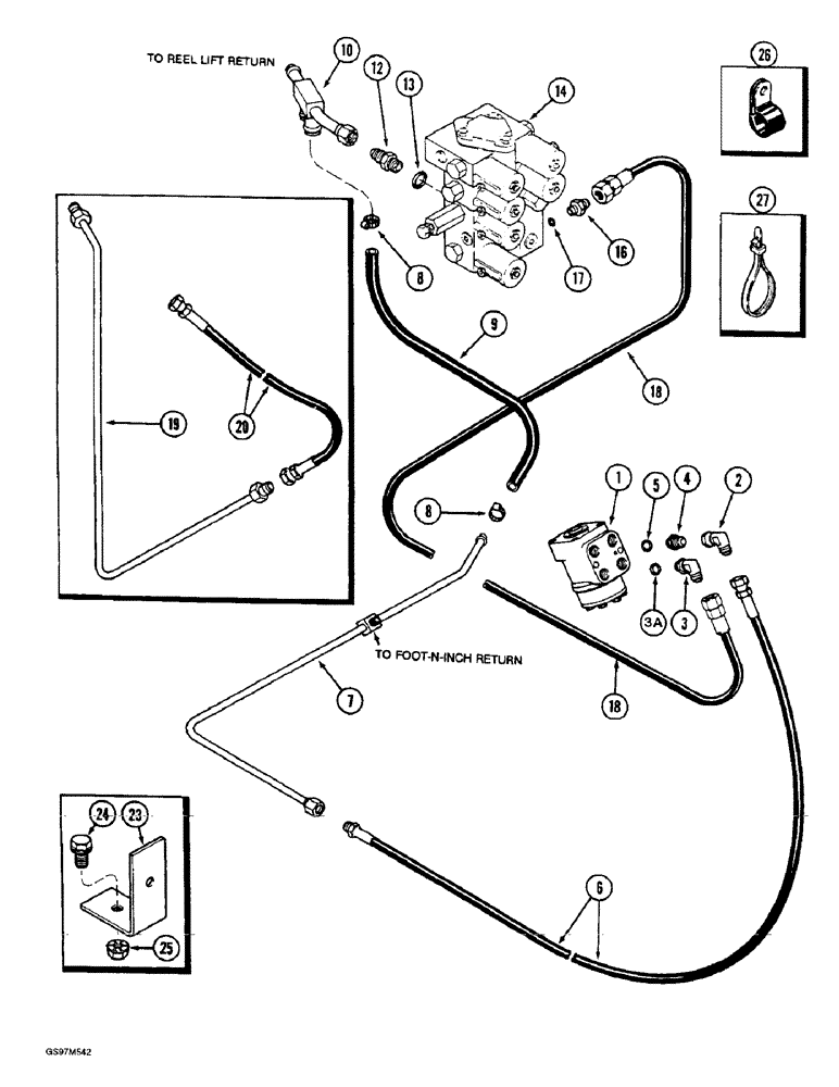 Схема запчастей Case IH 1660 - (5-04) - STEERING SYSTEM, SUPPLY AND RETURN, PRIOR TO P.I.N. JJC0103800 (04) - STEERING