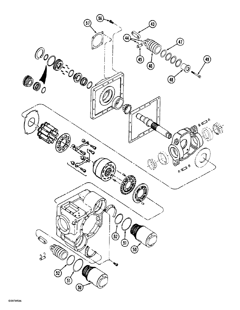 Схема запчастей Case IH 1660 - (6-50) - HYDROSTATIC MOTOR, TWO SPEED, PRIOR TO P.I.N. JJC0041567 (CONTD) (03) - POWER TRAIN