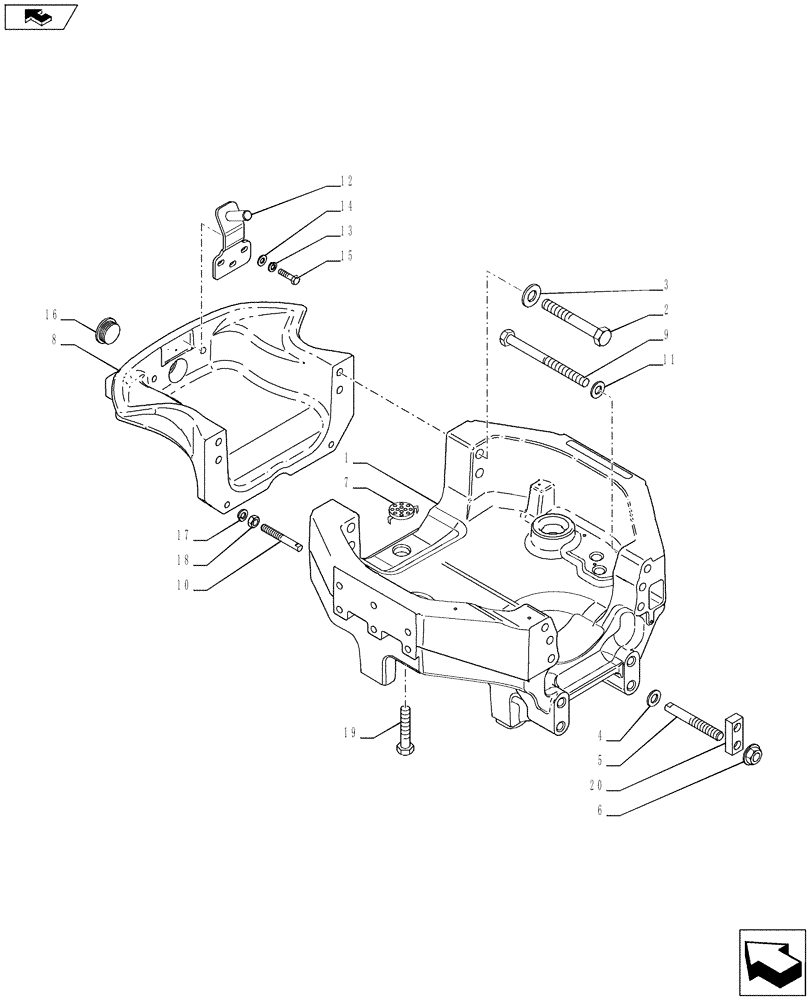 Схема запчастей Case IH PUMA 170 - (25.100.01[01]) - FRONT AXLE SUPPORT (25) - FRONT AXLE SYSTEM