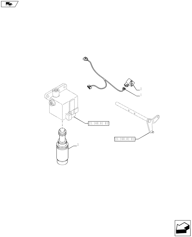 Схема запчастей Case IH PUMA 200 - (55.418.03) - SUPP. GEAR REDUCTION UNIT - SOLENOID VALVE AND ROTARY POSITION SENSOR (VAR.720146) (55) - ELECTRICAL SYSTEMS