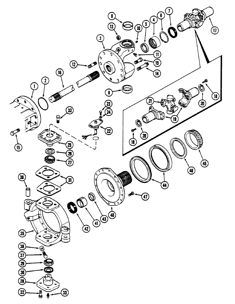 Схема запчастей Case IH 4694 - (6-238) - REAR AXLE AND SPINDLE, LEFT TRUNNION AND SPINDLE, TRUNNION WITH BEARING, AXLE S/N 13015953 AND AFTER (06) - POWER TRAIN