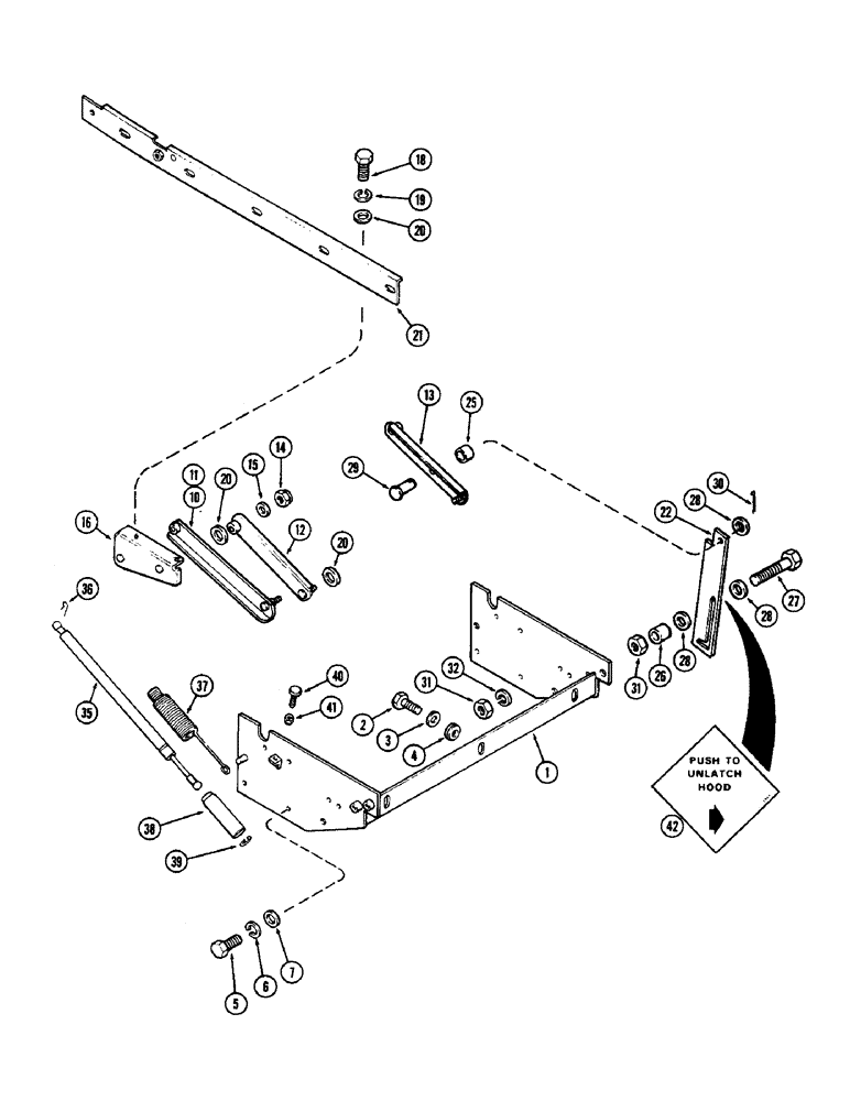 Схема запчастей Case IH 2870 - (348) - HOOD HINGE PARTS, WITH FIBERGLASS HOOD (09) - CHASSIS/ATTACHMENTS